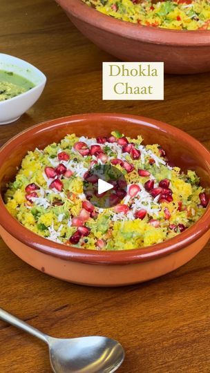 81K views · 3.1K reactions | ✨Dhokla Chaat✨

Hangovers with 
some leftovers🤪

DHOLKA-CHAAT🤌🏽
The best of both worlds. I am yet to meet someone who doesn’t love either /both💁🏻‍♀️

If you have some leftover Dhoklas and you are smart and stocked up (almost always) with mint-cilantro chutney and Tamrind chutney! 😎

Just chop up some fresh veggies of your choice. Cut tiny cubes of the Dhokla’s and mix it up with the chutneys, Sprinkle some sev /papdi/masala dal/ kala namak (black salt) and a light drizzle of lemon! You have made yourself one of the best meals especially during Navratri! 💖

#gujrati #gujaratifood #dhokla #chaat #chaatmasala #indianstreetfood #navratrispecial #mealideas 

[Dhokla Chaat, Chaat recipes, leftover recipes, quick meals, vegetarian snacks, chef guntas] | Guntas Kala Namak, Meals Vegetarian, Cilantro Chutney, Leftover Recipes, Dhokla Recipe, Best Meals, Chaat Recipe, Vegetarian Snacks Recipes, Black Salt