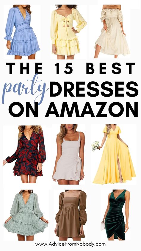 The 15 Best Dresses On Amazon for Your Christmas Party—All Under $100 Dresses From Amazon, Spring Party Dresses, Best Party Dresses, Cheap Party Dresses, Spring Outfits Dresses, Cute Dresses For Party, Bridal Shower Outfit, Cocktail Outfit, Nye Outfits