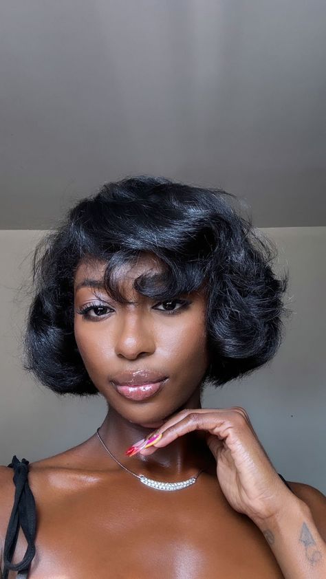 Nisha (@dadt__) on X Natural Hair Silk Press Bob, Silk Press Natural Hair Short Bob 4c, Short Bob Silk Press, Curly Bob Silk Press, Heavy Bob, Short Silk Press Natural Hair, Black Woman Silk Press Bob, Blowout Styles, Short Haircuts Black Hair