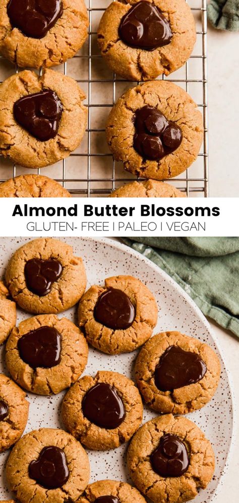 Paleo Almond Butter Cookies, Almond Butter Cookie, Unbound Wellness, Almond Butter Cookies, Blossom Cookies, Peanut Butter Blossoms, Paleo Desserts, Cookie Calories, Paleo Vegan