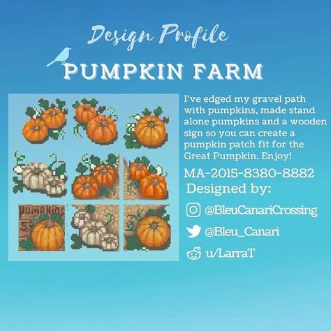 Acnh Pumpkin Path, Acnh Cottagecore, Pumpkin Patch Sign, Fall Flags, Ac New Leaf, Pumpkin Designs, Animal Crossing Wild World, Pumpkin Farm, Wooden Pumpkins