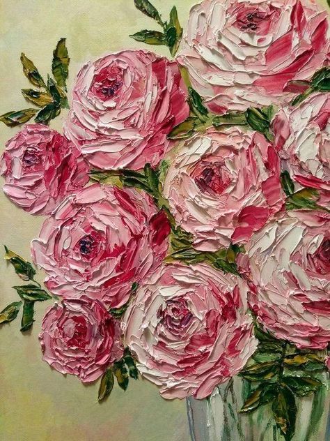 Canvas Painting For Beginners, Canvas For Beginners, Painting For Beginners, Impasto Painting, Oil Painting Flowers, Wow Art, Diy Canvas Art Painting, Flower Art Painting, Rose Art