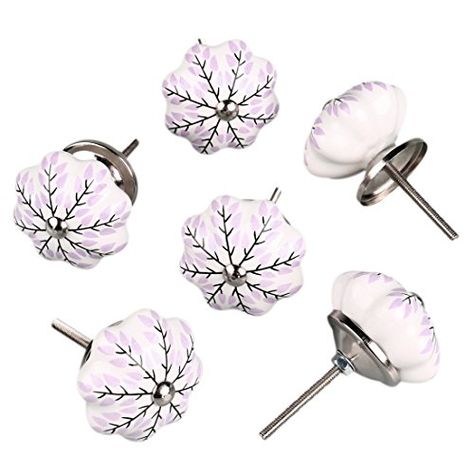 sourcingmap 6 Pieces Vintage Shabby Knobs White Floral Hand Painted Ceramic Pumpkin Cupboard Wardrobe Cabinet Drawer ... Door Handles And Locks, Ceramic Door Knobs, Ceramic Pumpkin, Wardrobe Cabinet, Cupboard Wardrobe, Cupboard Handles, Wardrobe Cabinets, Furniture Renovation, Chrome Hardware