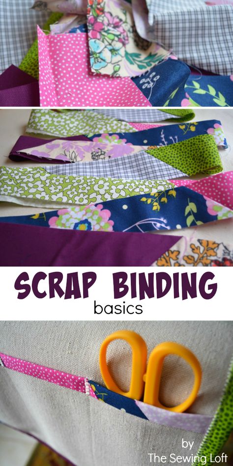 Scrap Fabric Bias Binding, How To Sew Scrap Fabric Together, Scrap Binding For Quilts, Scrappy Binding On Quilts, Creative Quilt Binding Ideas, Scrappy Quilt Binding, Sewing Scraps Projects, Scrap Buster Sewing Projects, Quilt Binding Ideas