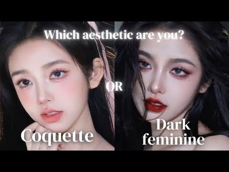 (39) SWEET OR SPICY? Pink Coquette VS Dark Feminine Makeup Looks by Doki蟹蟹 - YouTube Dark Coquette Makeup, Spicy Makeup, Feminine Makeup Looks, Dark Feminine Makeup Looks, Dark Feminine Makeup, Feminine Makeup, Pink Coquette, Dark Feminine, Sweet And Spicy