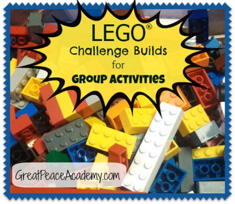 Fun LEGO challenges for group activities. Whether you are looking for LEGO activities for your homeschool group or birthday party, these are fun ideas. Steam Bins, Lego Stem, Lego Classroom, Lego Engineering, Lego Learning, Lego Therapy, Stem Bins, Lego Camp, First Lego League