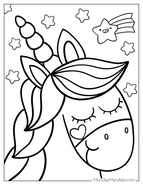 74 Unicorn Coloring Pages (Free PDF Printables) Unicorn Coloring Pages Free Printable, Simple Coloring Pages For Kids, Unicorn Lunch Box, Unicorn Wreath, Unicorn Mom, Unicorn Craft, Unicorn Colors, Free Coloring Sheets, Unicorn Coloring Pages