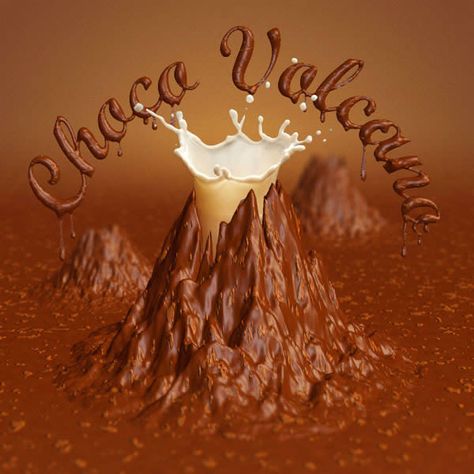 Create a Chocolate Volcano Using 3D Effects Basic Photoshop Tutorials, Chocolate Volcano, Web Design Basics, Web Typography, Coffee Typography, Photoshop Tutorials Free, Photoshop Fonts, Make A Photo Collage, Photoshop Tuts