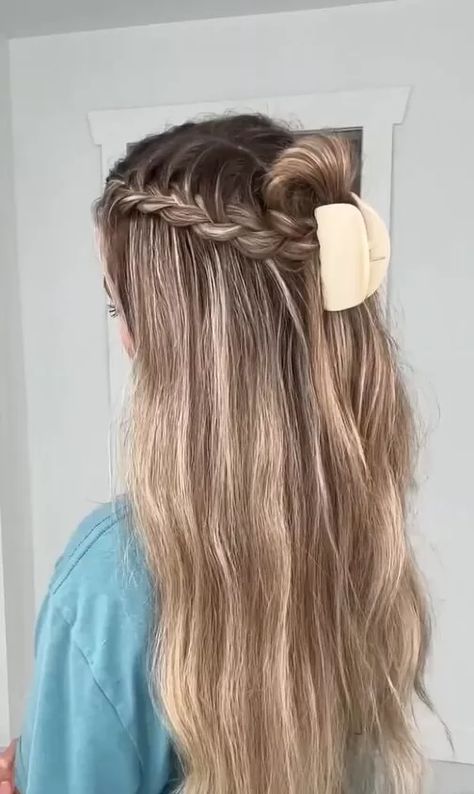 Cute Half-up, Half-down French Braid Hairstyle Tutorial | Upstyle French Braid Half Up Half Down, Half Up French Braid, Half Bun Hairstyle, Braid Hairstyle Tutorial, French Braid Hairstyle, Braid Hairdo, Half Bun Hairstyles, Braid Half Up Half Down, French Plait