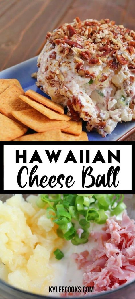 Cheese Ball With Crushed Pineapple, Pineapple Ham Cheese Ball, Cheeseball Recipes With Pineapple, Cheese Ball Recipes With Pineapple, Hawaiian Cheese Ball, Pineapple Cheese Ball Recipe, Ham Cheese Ball Recipes, Cheeseball With Pineapple, Cheese Ball With Pineapple