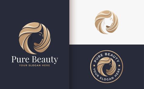 woman hair salon gold gradient logo design Uv Hair, Gradient Logo Design, Salon Gold, Logo Design Women, Hairdresser Logo, Luxe Logo, Hair Logo Design, Hair Salon Logos, Salon Logo Design