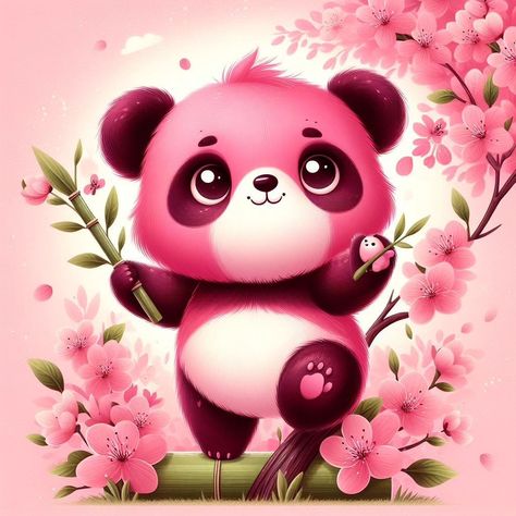 Cute, sweet, funny, tiny, pink panda #pinkpanda #art #cutepanda🐼 Pink Panda, Cute Panda, Hair Styles, Funny, Hair, Pink, On Instagram, Quick Saves, Instagram