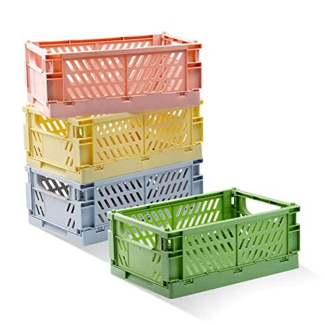 Pastel Crates, Crates For Storage, Classroom Bathroom, Small Storage Containers, Desktop Drawers, Plastic Crates, Organized Desk Drawers, Organization Decor, Organize Drawers