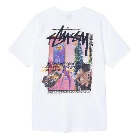 Stussy Daydream Tee T Unisex White T-shirt 19 로고 디자인, Trendy Tshirts, Dream Clothes, Printed Tees, White Tshirt, Men Short Sleeve, Clothing Brand, Shirt Designs, Graphic Tees