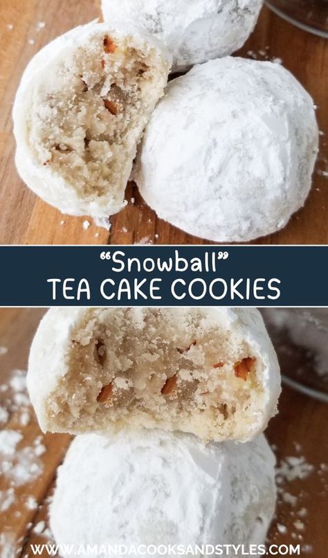 Russian Tea Cakes - Buttery and delicious Russian Tea Cakes are the perfect addition to your Christmas cookie collection or just a satisfying sweet treat anytime of year. Classic Snowball Cookies, Snowball Cookie, Desert Inspo, Snowman Recipes, Turkish Dishes, Sand Tarts, Russian Tea Cakes, Pecan Snowballs, Pecan Snowball Cookies