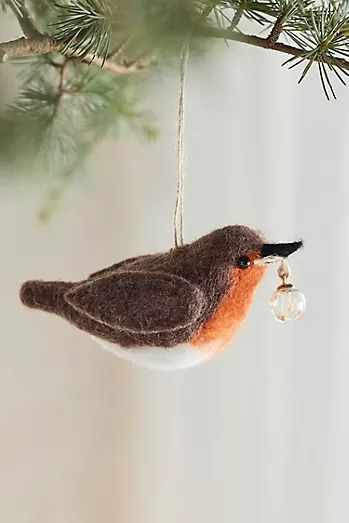 Shop: Christmas Trees, Trim the Tree, Ornaments, and Decorate | Terrain Wool Felted Ornaments, Needle Felted Ornaments Christmas, Needle Felt Ornaments, Grandkid Ornaments, Needle Felting Christmas Ornaments, Felting Ornaments, Needle Felted Christmas Ornaments, Robin Ornament, Felted Christmas Ornaments