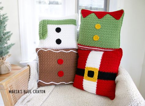 Crochet Gnome Pillow Pattern, Christmas Crochet Cushion Patterns Free, Crochet Holiday Pillows Free Patterns, Maria's Blue Crayon - Free Crochet Patterns, Crochet Gingerbread Blanket, Free Crochet Patterns For Christmas Pillows, Free Crochet Christmas Pillow Patterns, Crochet Gingerbread Man Pillow, Crochet Santa Pillow