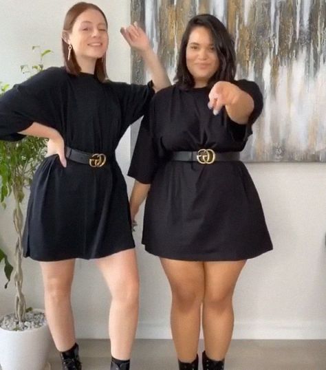 Outfits For Thick Body Type, Denise Mercedes, Friends Outfits, Different Body Types, Body Hugging Dress, Outfit Looks, Two Friends, Eye Opening, Influencers Fashion