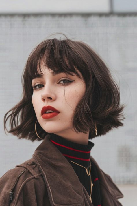 20 Très Chic Ways To Rock The Short French Bob Hairstyle - Pinch Of Glam Short French Hairstyles, French Hairstyles Short, Bob Bangs Hairstyles, Short Haircut Bangs, French Bob Round Face, French Bob Haircut With Bangs, Short Vintage Hairstyles, Bangs Bob Haircut, Short Bob Bangs