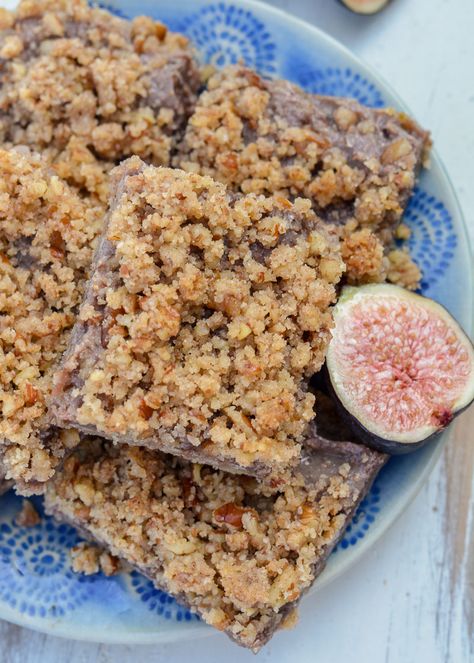 Grain Free Fig Bars Gluten Free Fig Bars, Aip Fig Recipes, Fig Recipes Gluten Free, Fig Recipes Dessert, Paleo Bars, Inflammation Recipes, Pecan Topping, Anti Inflammation Recipes, Fig Bars