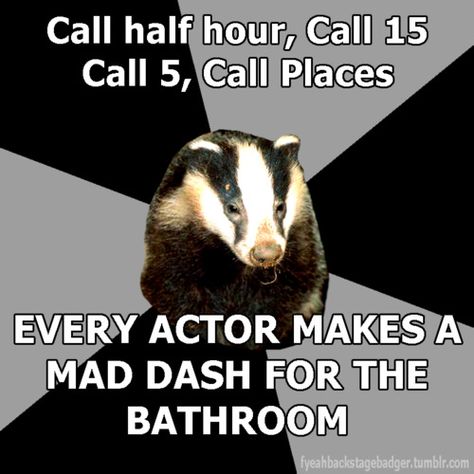 Submitted by boothdweller87 Stage Crew Humor, Backstage Badger, Backstage Theatre, Stage Management, Theater Kid Problems, Theatre Humor, Tech Crew, Theatre Jokes, Stage Crew