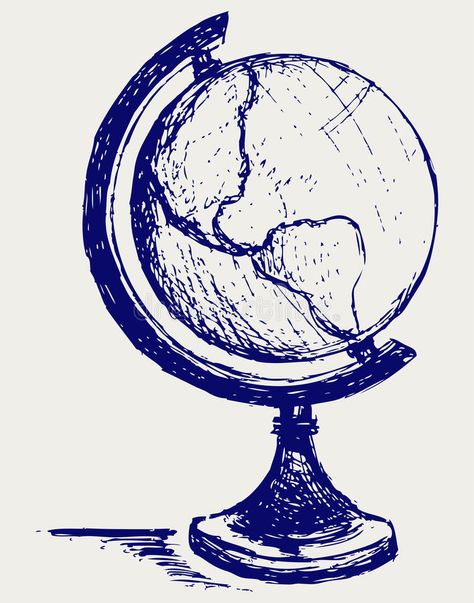 Globe Sketch, Earth Sketch, Globe Tattoo, Globe Drawing, Globe Tattoos, Globe Vector, Globe Art, Earth Art, School Project