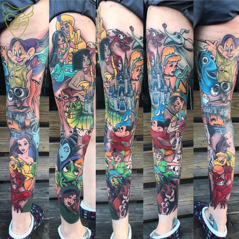 Disney Inspired Tattoos, Disney Sleeve Tattoos, Disney Minimalist, Disney Sleeve, Tattoo Filler, Tattoos For Women Half Sleeve, Tato Lengan, Disney Tattoo, Forearm Tattoo Women