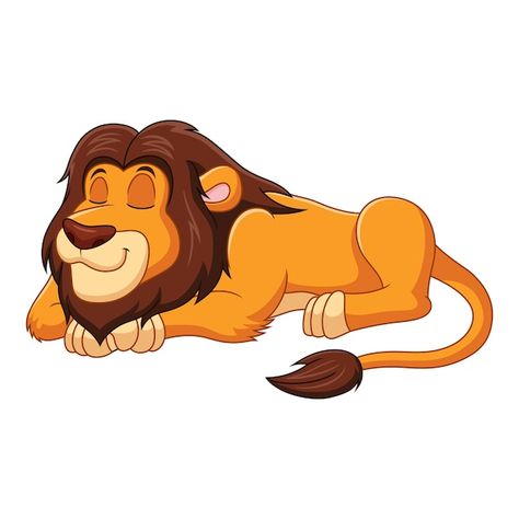 Sleeping Lion Drawing, Lion Cartoon Images, Freepik Premium Vector, Lion Cartoon Drawing, Lion Animated, Lion Sleeping, Sleep Cartoon, Lion Cartoon, Sleeping Pose