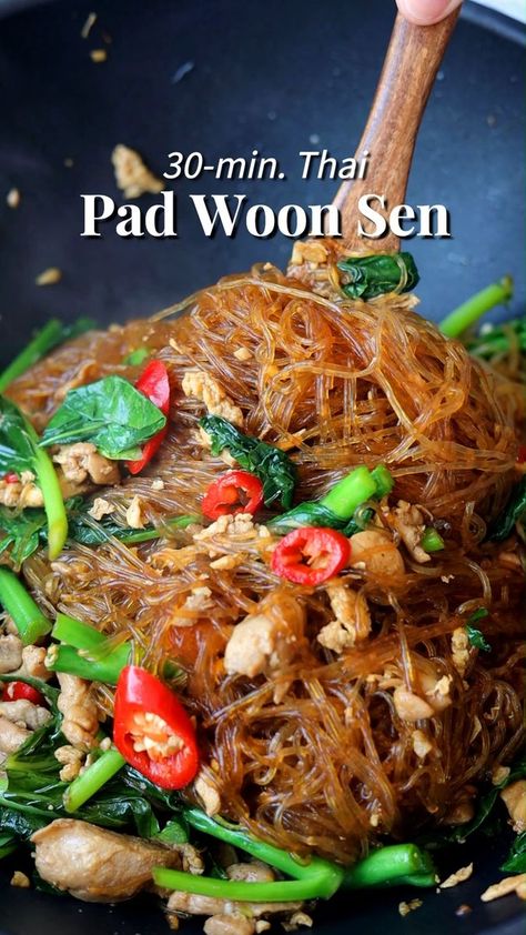 Recipe link in comments or Google 'christieathome pad woon sen' #noodles | Christie at Home | Pad Woon Sen, Clear Noodles, Asian Noodle Dishes, Noodle Stir Fry, Homemade Chinese Food, Asian Noodle Recipes, Noodle Recipes Easy, Arroz Frito, Chinese Cooking Recipes