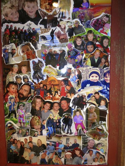 Ripped photo collage from family 2013 photos. Ripped Photo Collage, Family Collage Ideas For School, Ripped Photo, Photo Collage Diy, Collage Photo Frame Design, Family Pictures On Wall, Family Collage, Pink Party Decorations, Collage Gift