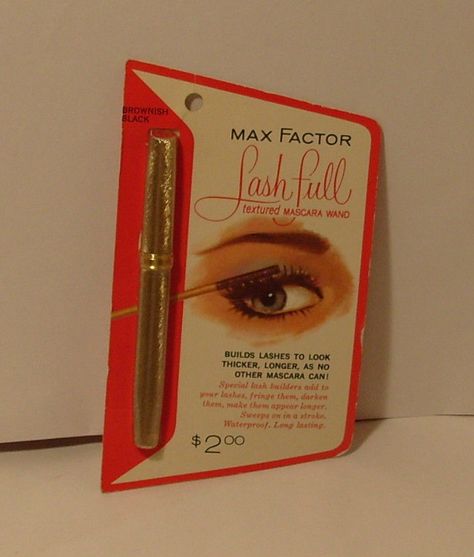 Max Factor Lash Full Mascara 1960s Mascara Wands, Max Factor, Vintage Cosmetics, Vintage Makeup, Hair Fragrance, Vintage Beauty, Vintage Antiques, Lashes, Gold Tones