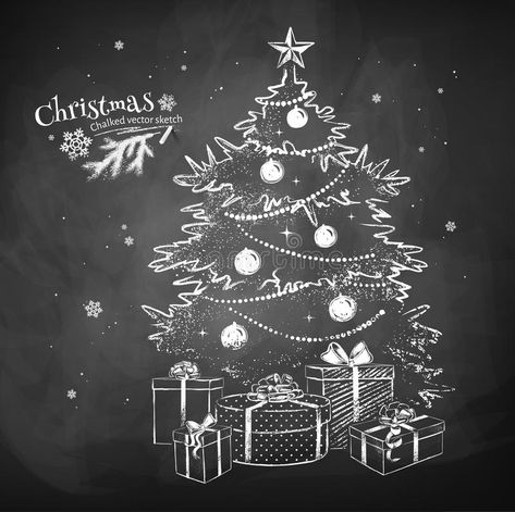 Chalk Vector Sketch Of Christmas Tree Stock Vector - Illustration of grunge, festive: 127053810 Chalkboard Christmas Tree, Christmas Chalkboard Art, Chalkboard Christmas, Christmas Backdrops For Photography, Christmas Window Painting, Christmas Tree Drawing, Backdrops For Photography, Chalkboard Drawings, Christmas Photography Backdrops