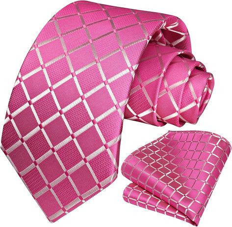 Amazon.com: HISDERN Mens Ties for Men Plaid Tie and Pocket Square Set Men's Satin Checkered Neckties Solid Color Formal Handkerchiefs for Business Wedding : Everything Else Get Ready For Work, Bowtie And Suspenders, Successful Men, Business Party, Tie Length, Plaid Tie, Valentines Day Birthday, Mens Plaid, Mens Neck Ties