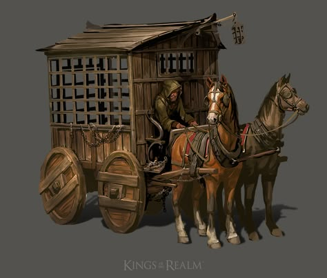 Horse Wagon Carriage, Medieval Dungeon, Fantasy Vehicles, Horse Cart, Caravan Renovation, Fantasy Props, Game Props, Horse Carriage, Game Concept Art