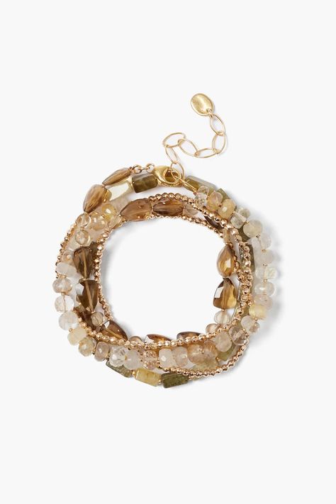 Shop the Natural Mix Kenai Naked Wrap Bracelet by Chan Luu. Features: 18k gold plated sterling silver, green garnet, whiskey quartz, rutilated quartz, gold plated hematine. 32" - 34" adjustable. BG-6244LQ Gemstone Wrap Bracelet, Chan Luu Bracelet, Well Traveled, Green Garnet, Pearl Necklace Earrings, Rutile Quartz, Chan Luu, Making Things, Quartz Bracelet