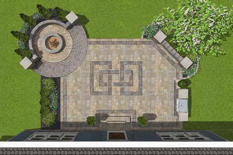 Flint House, Yard Layout, Patio Redo, Hardscape Backyard, Backyard Dining, Small Patio Design, Patio Design Ideas, Patio Plans, Paver Designs