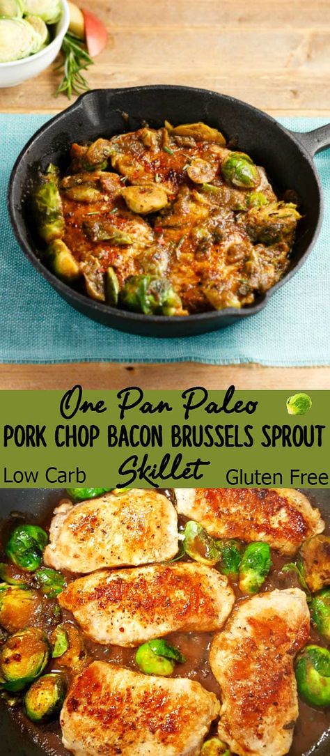 Paleo Pork Chops, Low Carb Pork Chops, Brussels Sprouts Bacon, Pan Pork Chops, Keto Pork Chops, Paleo Pork, Low Carb Pork, Crock Pots, Chop Recipes