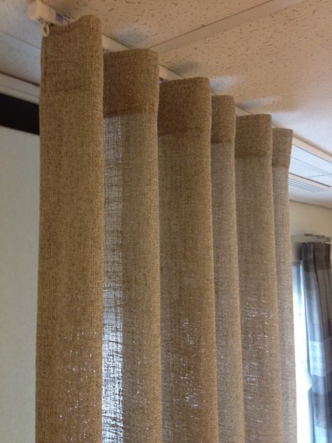 Jute Curtains Home Decor, Wave Curtains, Burlap Curtains, Diy Furniture Bedroom, Home Decor Styles, Burlap, Diy Furniture, House Interior, Diy Projects