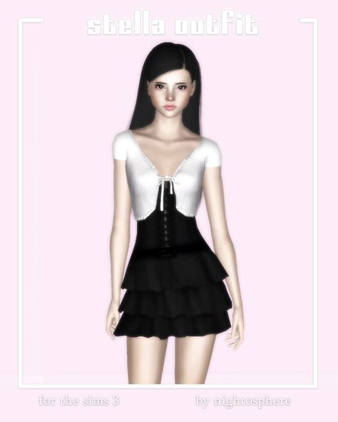 nightosphere | creating Sims 3 & 4 Custom Content | Patreon Stella Nox Fleuret, Good Character Design, Sims 3 Sims Download, Sims 3 Cc Clothes, Sims 3 Generations, Sims 3 Cc, Sims 3 Cc Finds, Sims 3 Mods, White Short Sleeve Dress