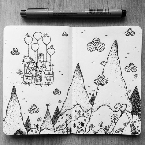 rossing the Ridg Mountain Drawings, Dave Garbot, Mountain Drawing, Doodle Pages, Minimalist Drawing, Sketchbook Drawings, Doodle Illustration, Abstract Art Landscape, Sketchbook Inspiration