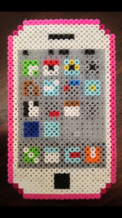 iPhone perler bead! Perler Bead Ideas, Hamma Beads Ideas, Easy Perler Bead Patterns, Perler Creations, Pearl Beads Pattern, Easy Perler Beads Ideas, Fuse Bead Patterns, Hama Beads Design, Perler Crafts