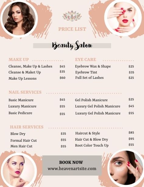 Beauty Salon Price List Template, Salon Price List Template Free, Salon Price List Ideas, Hair Poster Design, Makeup Price List, Beauty Salon Services, Beauty Salon Price List, Beauty Salon Marketing, Makeup Poster