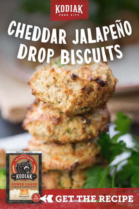 Cheddar Jalapeno Drop Biscuits make a great side, but you'll find they take center stage at your next dinner party. Kodiak Cakes Buttermilk Power Cakes make up the base of the batter to make each biscuit a delicious source of whole grains and protein. Alphabetical Fonts, Jalapeño Biscuits, Biscuits Homemade, Best Biscuit Recipe, Biscuit Recipes, Kodiak Cakes, Biscuit Rolls, Drop Biscuits, Cheese Biscuits