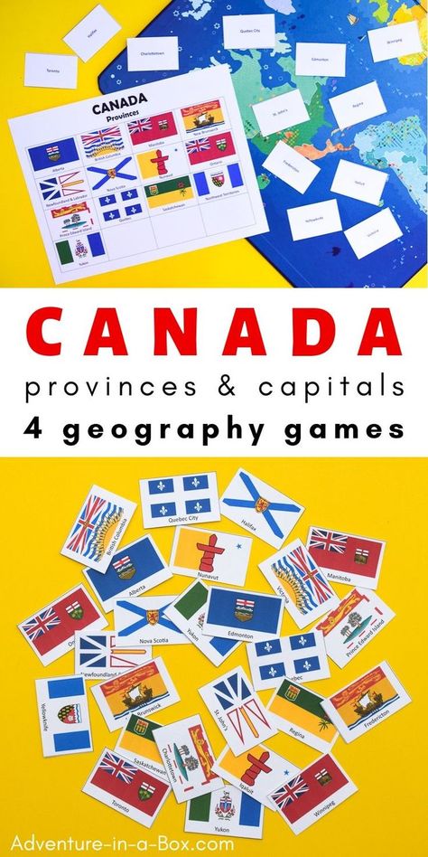 These printable game are designed to encourage children to learn about the Canadian provinces, their flags and capital cities. #canada #homeschool #homeschooling #printable #boardgames #teaching #geography Canada Activities, Geography Of Canada, Canada For Kids, Canada Provinces, Canadian Party, Geography Games, Talking To People, Flag Game, Geography For Kids