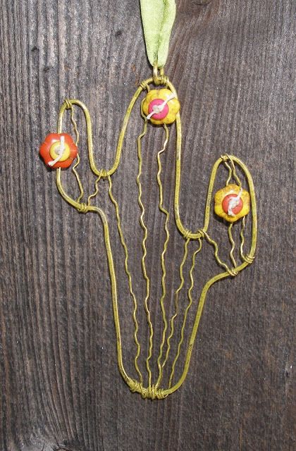 A wire saguaro cactus created for the March NTaJ! challenge. Wire Cactus Diy, Wire Cactus, Small Gauges, Cactus Diy, Monthly Challenge, Saguaro Cactus, Ranger Ink, Handmade Beaded Jewelry, Cactus Flower