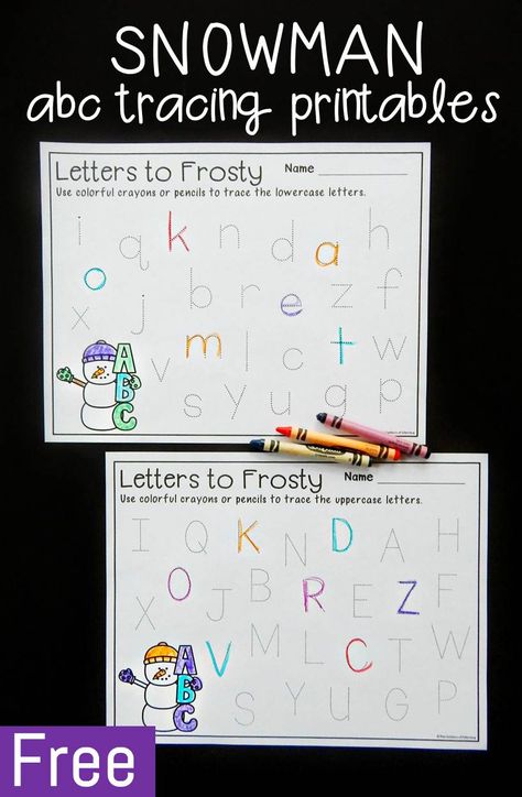 These snowman alphabet tracing printables are a simple and fun way for preschoolers and kindergartners to work on upper and lowercase letter writing. Fish Alphabet, Alphabet Tracing Printables, Gingerbread Activities, Winter Kindergarten, Toddler School, Christmas Kindergarten, Letter Tracing, Lowercase Letter, Letter Worksheets