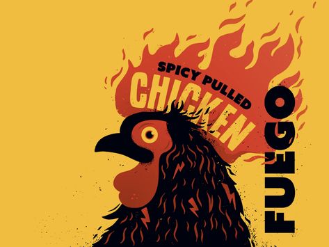 A fiery design for a hot burrito by Root Studio on Dribbble Mission Burrito, Chicken Brands, Arte Zombie, Restaurant Poster, Hot Wings, Food Chain, Wings Design, Mural Design, Graphic Design Fun