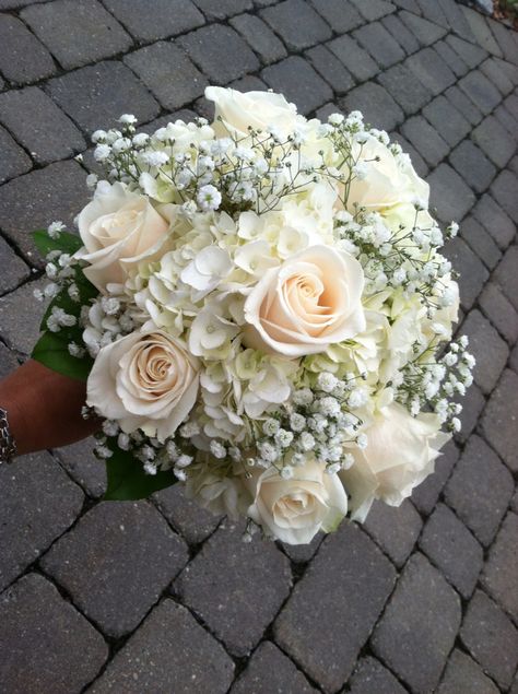 Pink Rose Wedding Bouquet, Prom Flowers Bouquet, Simple Wedding Bouquets, White Flower Bouquet, White Rose Bouquet, White And Pink Roses, Coral Roses, Rose Bridal Bouquet, Wedding Bouquets Bride