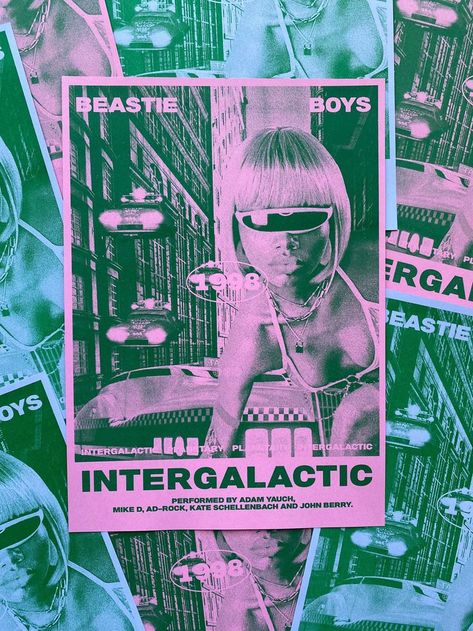 Risograph Poster, Me Poster, Zine Design, Riso Print, Risograph Print, Ziggy Stardust, Beastie Boys, Design Posters, Music Posters