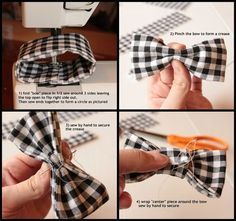 Bow Tie Tutorial, Tie Tutorial, Make A Bow Tie, Bowtie Pattern, Make A Bow, Baby Bowtie, Easter Bows, Girl Dog Collars, Diy Bows